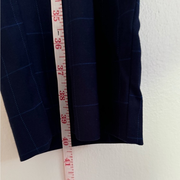 Women's Nine West High Rise Straight Leg Trousers in Navy Windowpane - Picture 11 of 11